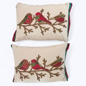 Pier 1 Imports Beaded Birds on a Branch Rectangular Pillow Christmas Holiday